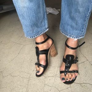 Black leather Greek sandals size 5.5